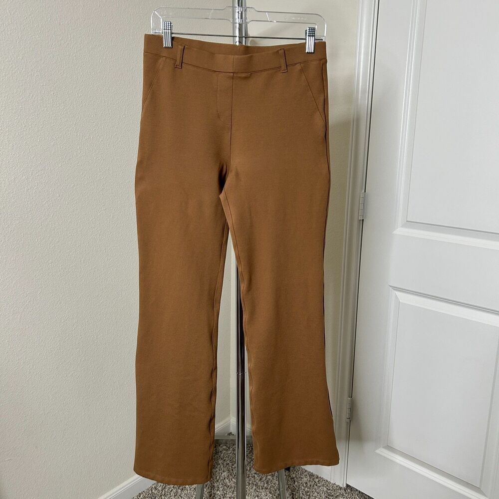 Quince Pants Ponte Straight Medium Brown Ultra Stretch Office Corporate Casual